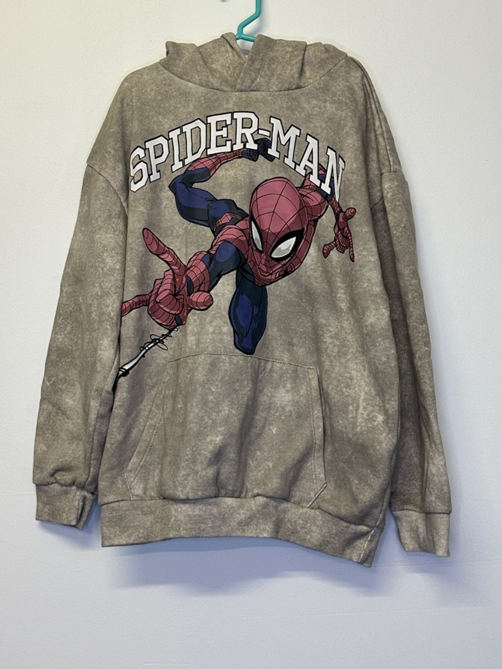 Kids’ Marvel Spider-Man Graphic Crewneck Hoodie - tan, Red, Blue size medium